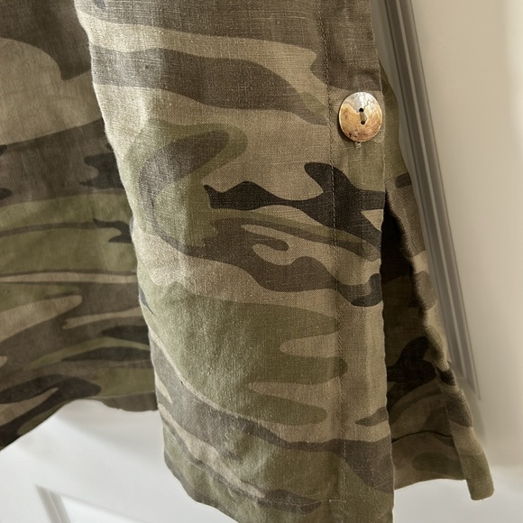 Johnny Was Adeline Embroidered Linen Camo Print Shift Dress w Side Buttons Med. - Picture 9 of 16